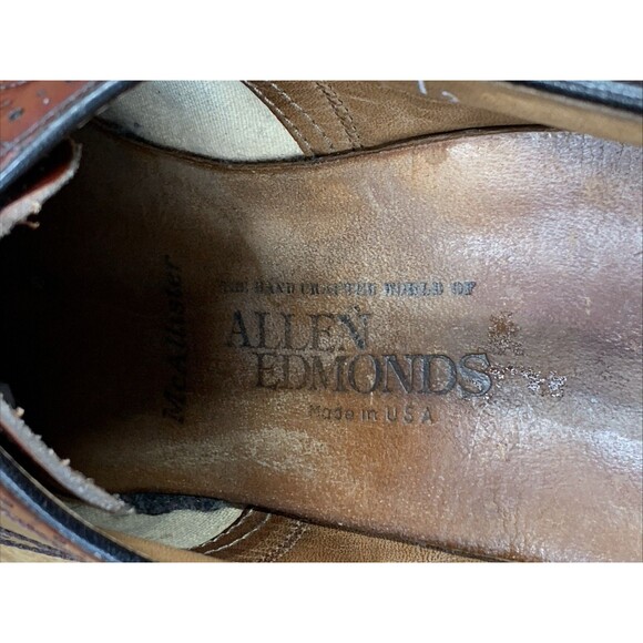 Allen Edmonds McAllister Burgundy Leather Wingtip Oxford Shoes  Mens Size 12 B - Picture 15 of 16